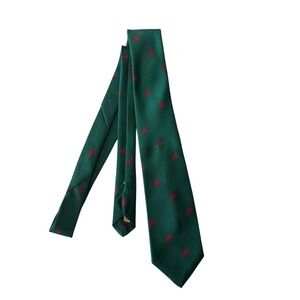 L.L. Bean Necktie Green with Red Lobster Print Classic Mens Tie